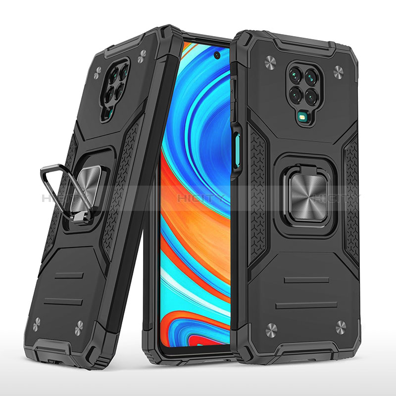 Funda Bumper Silicona y Plastico Mate Carcasa con Magnetico Anillo de dedo Soporte MQ1 para Xiaomi Redmi Note 9 Pro Max