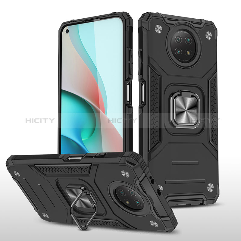 Funda Bumper Silicona y Plastico Mate Carcasa con Magnetico Anillo de dedo Soporte MQ1 para Xiaomi Redmi Note 9T 5G