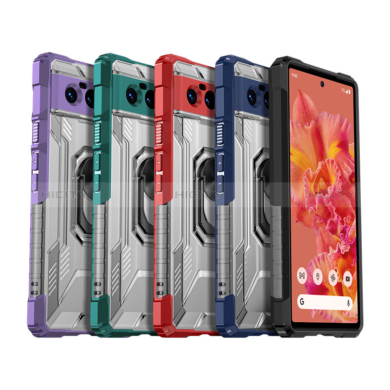 Funda Bumper Silicona y Plastico Mate Carcasa con Magnetico Anillo de dedo Soporte MQ2 para Google Pixel 6 5G