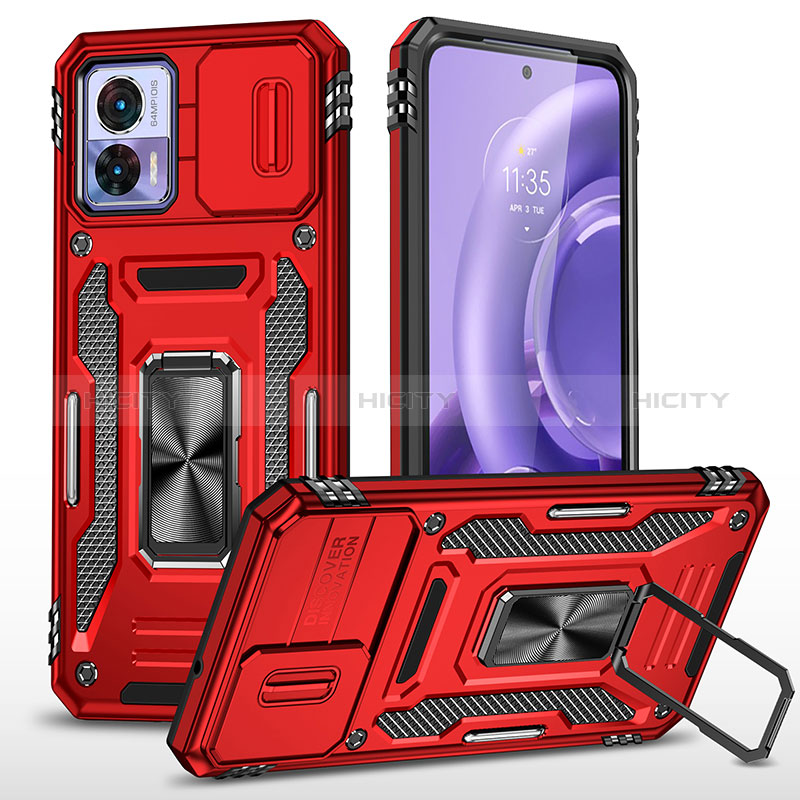 Funda Bumper Silicona y Plastico Mate Carcasa con Magnetico Anillo de dedo Soporte MQ2 para Motorola Moto Edge 30 Lite 5G