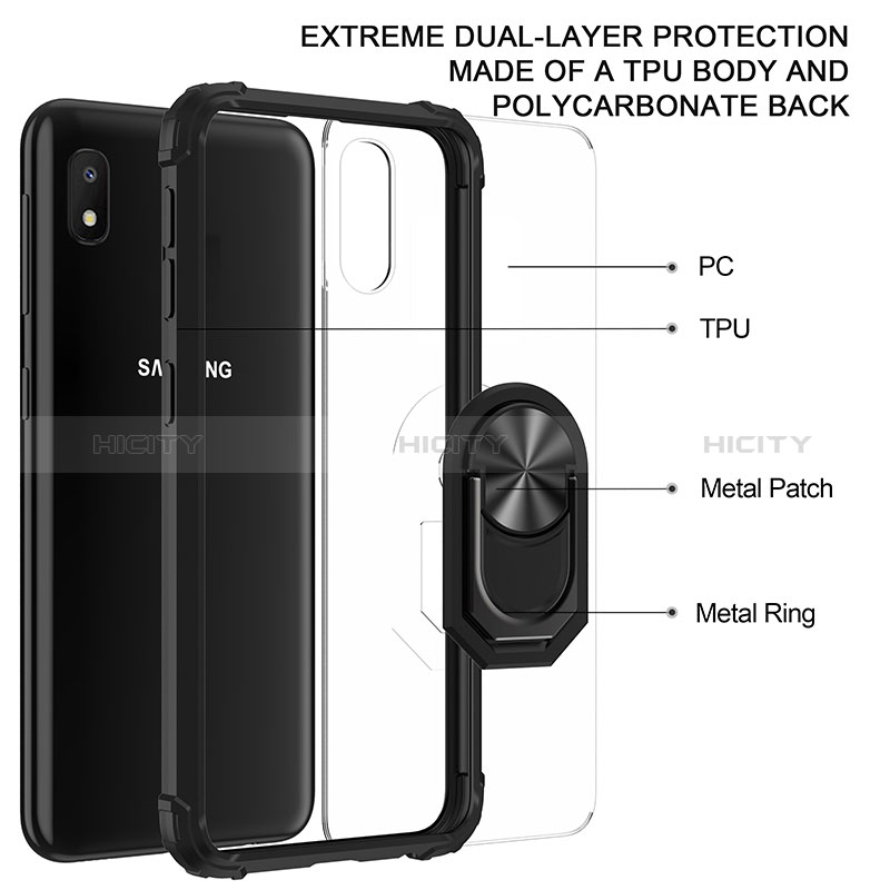 Funda Bumper Silicona y Plastico Mate Carcasa con Magnetico Anillo de dedo Soporte MQ2 para Samsung Galaxy A10e