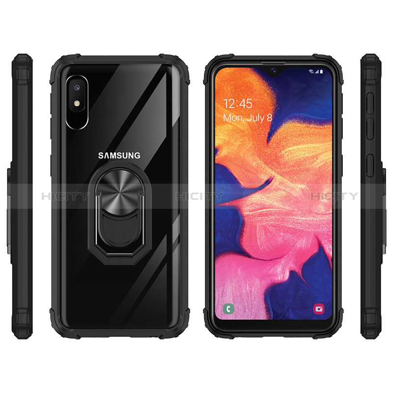 Funda Bumper Silicona y Plastico Mate Carcasa con Magnetico Anillo de dedo Soporte MQ2 para Samsung Galaxy A10e