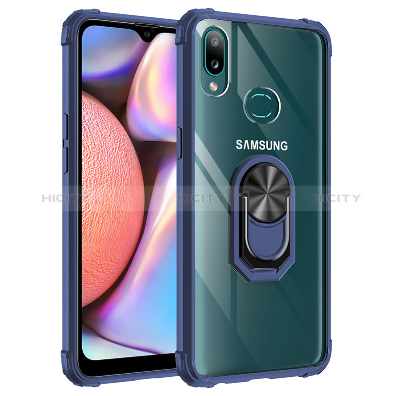 Funda Bumper Silicona y Plastico Mate Carcasa con Magnetico Anillo de dedo Soporte MQ2 para Samsung Galaxy A10s