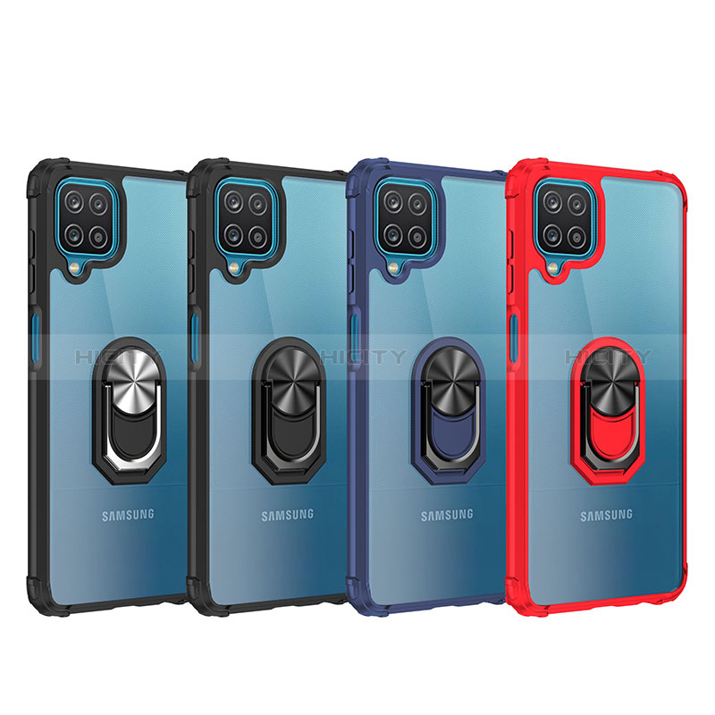 Funda Bumper Silicona y Plastico Mate Carcasa con Magnetico Anillo de dedo Soporte MQ2 para Samsung Galaxy A12