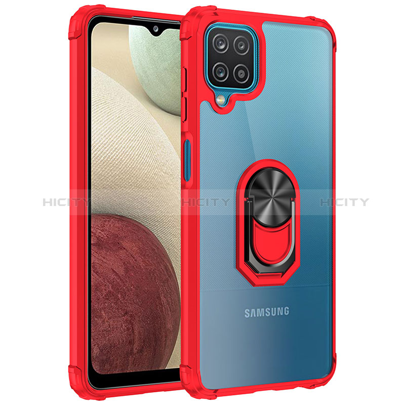 Funda Bumper Silicona y Plastico Mate Carcasa con Magnetico Anillo de dedo Soporte MQ2 para Samsung Galaxy A12