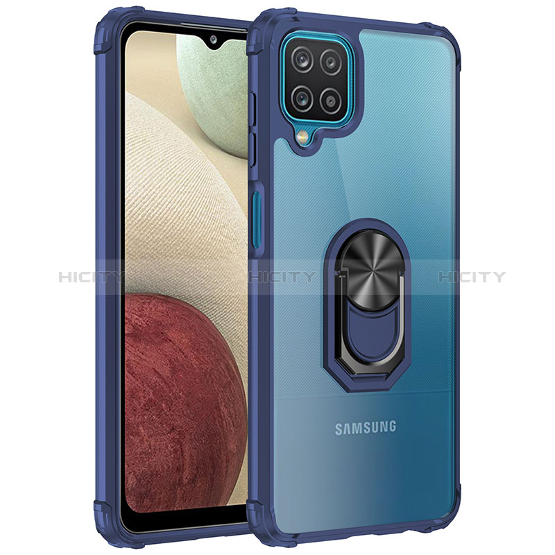 Funda Bumper Silicona y Plastico Mate Carcasa con Magnetico Anillo de dedo Soporte MQ2 para Samsung Galaxy A12