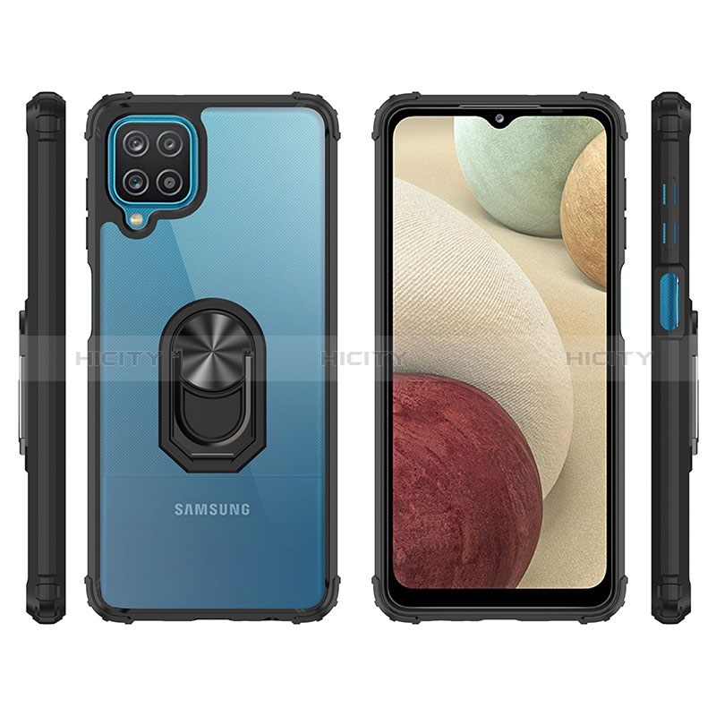 Funda Bumper Silicona y Plastico Mate Carcasa con Magnetico Anillo de dedo Soporte MQ2 para Samsung Galaxy A12 5G