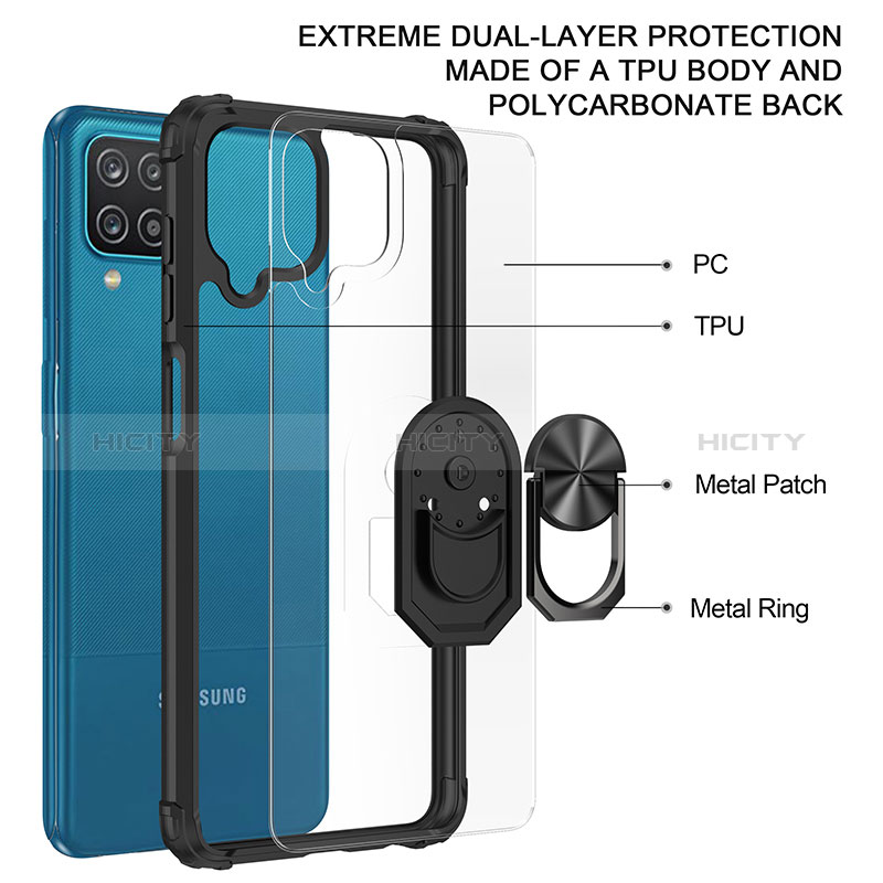 Funda Bumper Silicona y Plastico Mate Carcasa con Magnetico Anillo de dedo Soporte MQ2 para Samsung Galaxy A12 5G