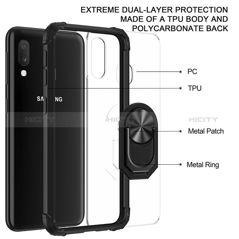 Funda Bumper Silicona y Plastico Mate Carcasa con Magnetico Anillo de dedo Soporte MQ2 para Samsung Galaxy A20e