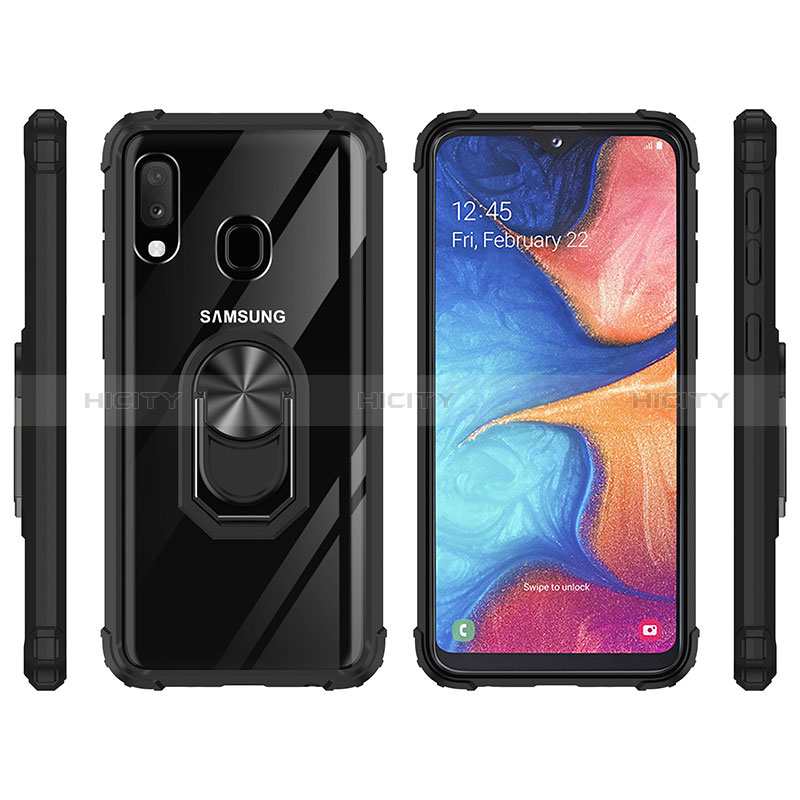 Funda Bumper Silicona y Plastico Mate Carcasa con Magnetico Anillo de dedo Soporte MQ2 para Samsung Galaxy A20e