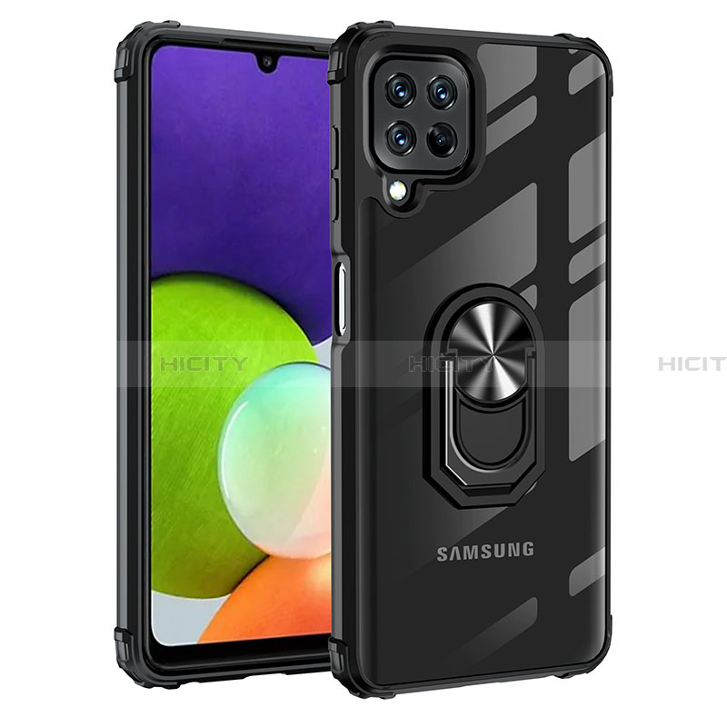 Funda Bumper Silicona y Plastico Mate Carcasa con Magnetico Anillo de dedo Soporte MQ2 para Samsung Galaxy A22 4G