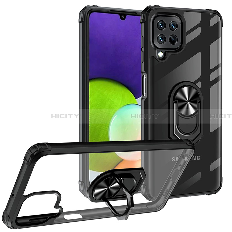 Funda Bumper Silicona y Plastico Mate Carcasa con Magnetico Anillo de dedo Soporte MQ2 para Samsung Galaxy A22 4G