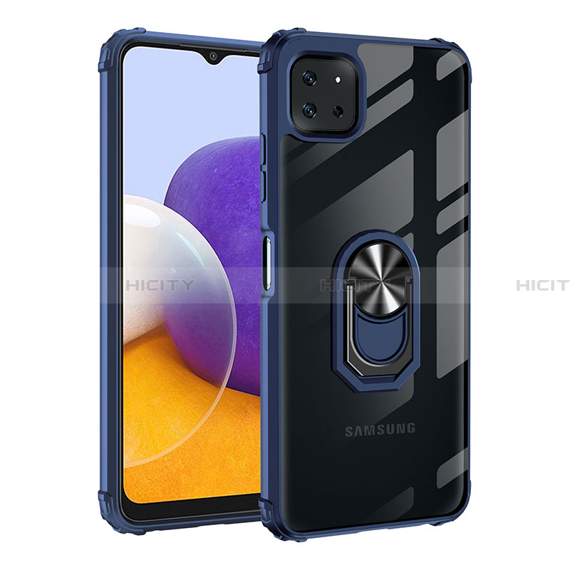 Funda Bumper Silicona y Plastico Mate Carcasa con Magnetico Anillo de dedo Soporte MQ2 para Samsung Galaxy A22 5G