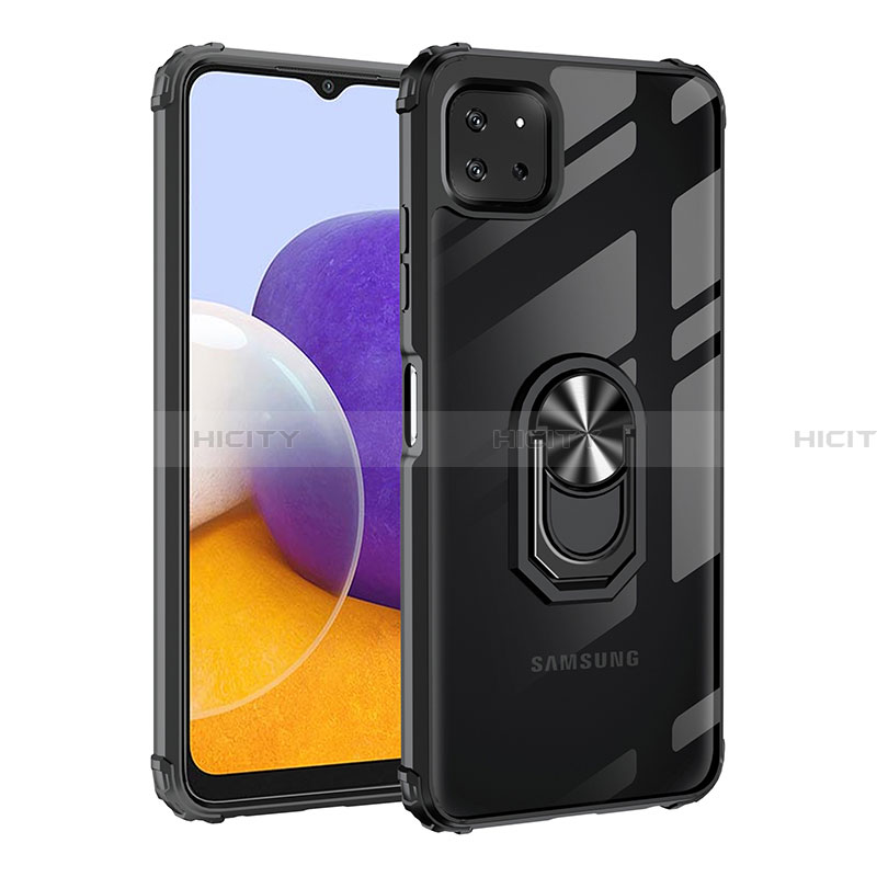 Funda Bumper Silicona y Plastico Mate Carcasa con Magnetico Anillo de dedo Soporte MQ2 para Samsung Galaxy A22 5G