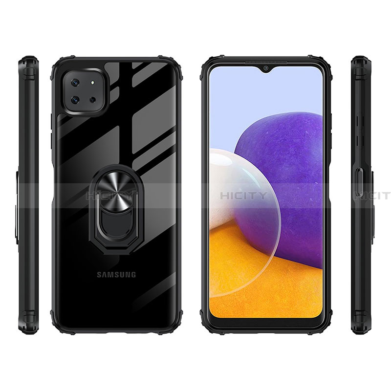 Funda Bumper Silicona y Plastico Mate Carcasa con Magnetico Anillo de dedo Soporte MQ2 para Samsung Galaxy A22 5G