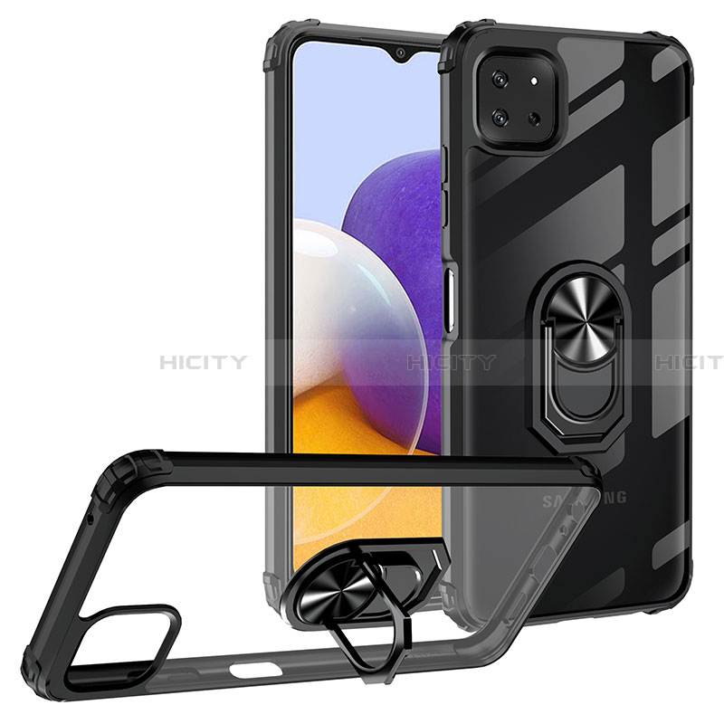 Funda Bumper Silicona y Plastico Mate Carcasa con Magnetico Anillo de dedo Soporte MQ2 para Samsung Galaxy A22 5G