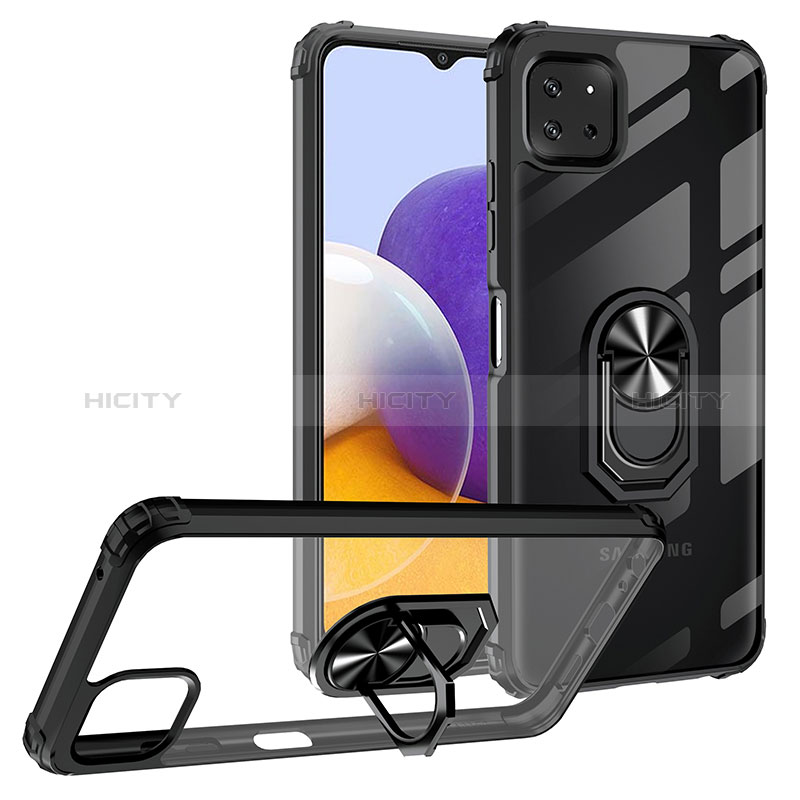 Funda Bumper Silicona y Plastico Mate Carcasa con Magnetico Anillo de dedo Soporte MQ2 para Samsung Galaxy A22s 5G