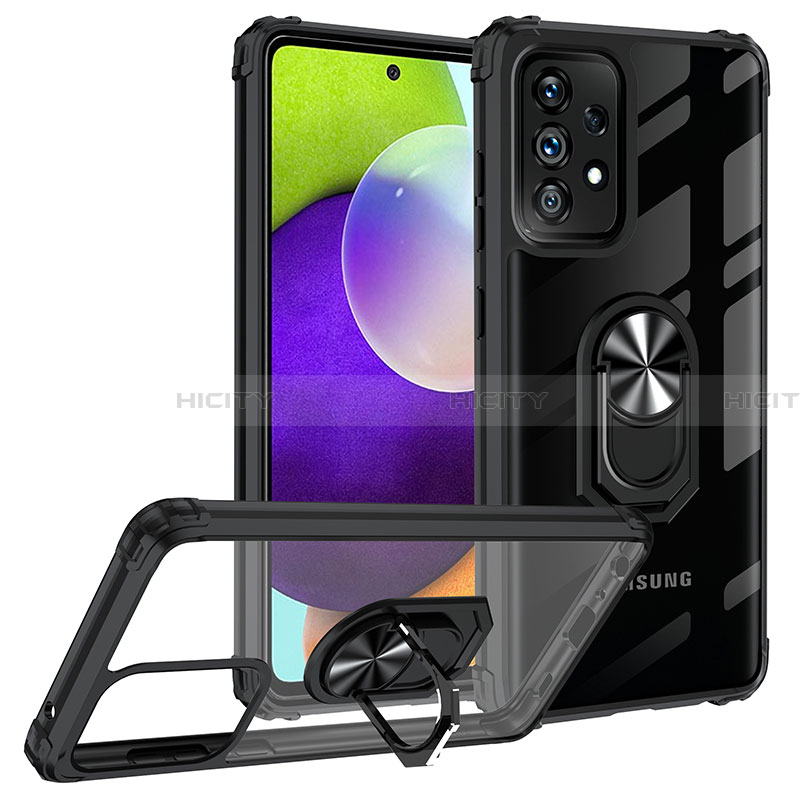 Funda Bumper Silicona y Plastico Mate Carcasa con Magnetico Anillo de dedo Soporte MQ2 para Samsung Galaxy A32 4G