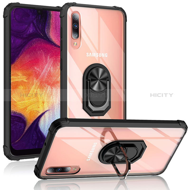 Funda Bumper Silicona y Plastico Mate Carcasa con Magnetico Anillo de dedo Soporte MQ2 para Samsung Galaxy A50S