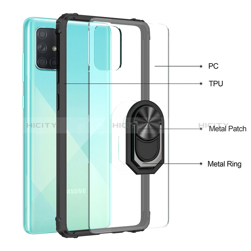 Funda Bumper Silicona y Plastico Mate Carcasa con Magnetico Anillo de dedo Soporte MQ2 para Samsung Galaxy A51 4G