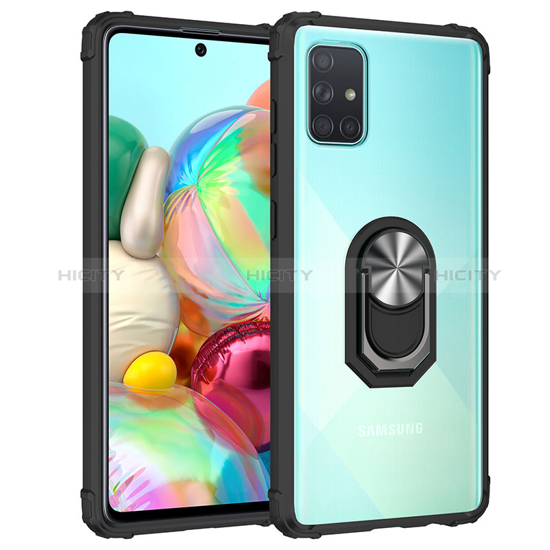 Funda Bumper Silicona y Plastico Mate Carcasa con Magnetico Anillo de dedo Soporte MQ2 para Samsung Galaxy A51 5G