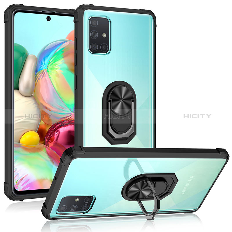 Funda Bumper Silicona y Plastico Mate Carcasa con Magnetico Anillo de dedo Soporte MQ2 para Samsung Galaxy A51 5G