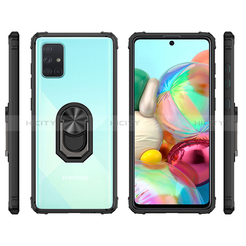 Funda Bumper Silicona y Plastico Mate Carcasa con Magnetico Anillo de dedo Soporte MQ2 para Samsung Galaxy A51 5G