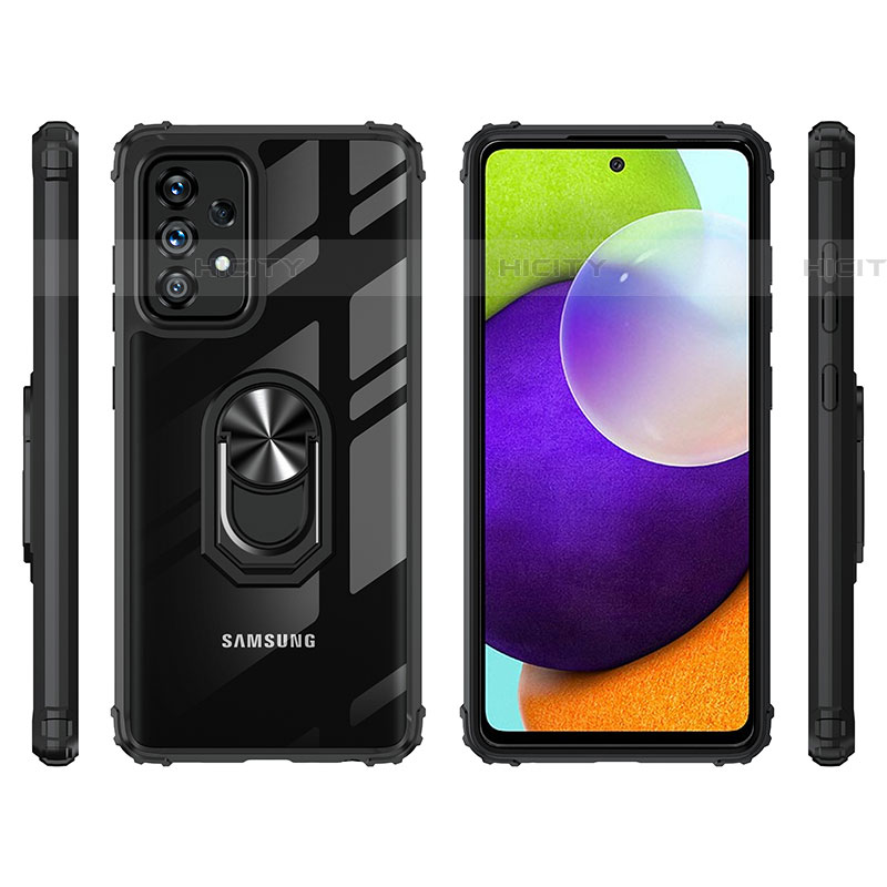 Funda Bumper Silicona y Plastico Mate Carcasa con Magnetico Anillo de dedo Soporte MQ2 para Samsung Galaxy A52 4G