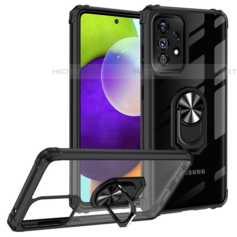 Funda Bumper Silicona y Plastico Mate Carcasa con Magnetico Anillo de dedo Soporte MQ2 para Samsung Galaxy A52 5G