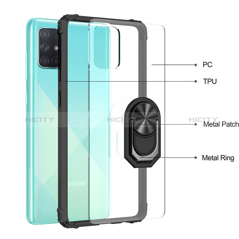 Funda Bumper Silicona y Plastico Mate Carcasa con Magnetico Anillo de dedo Soporte MQ2 para Samsung Galaxy A71 5G