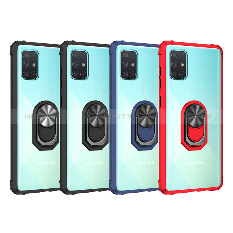 Funda Bumper Silicona y Plastico Mate Carcasa con Magnetico Anillo de dedo Soporte MQ2 para Samsung Galaxy A71 5G