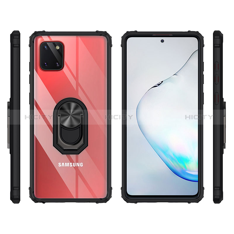 Funda Bumper Silicona y Plastico Mate Carcasa con Magnetico Anillo de dedo Soporte MQ2 para Samsung Galaxy A81