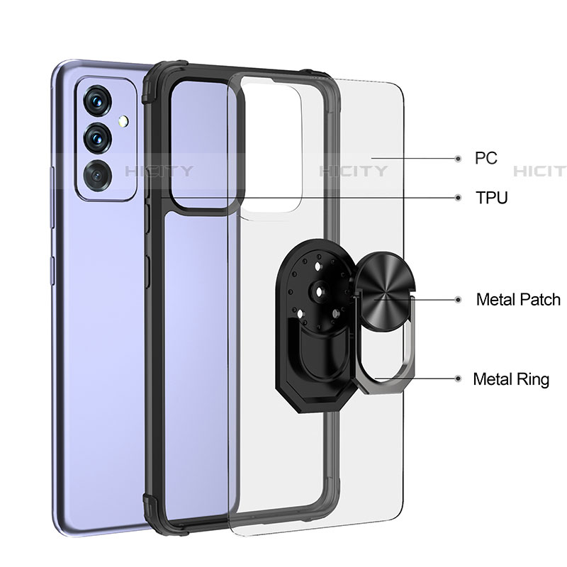 Funda Bumper Silicona y Plastico Mate Carcasa con Magnetico Anillo de dedo Soporte MQ2 para Samsung Galaxy A82 5G