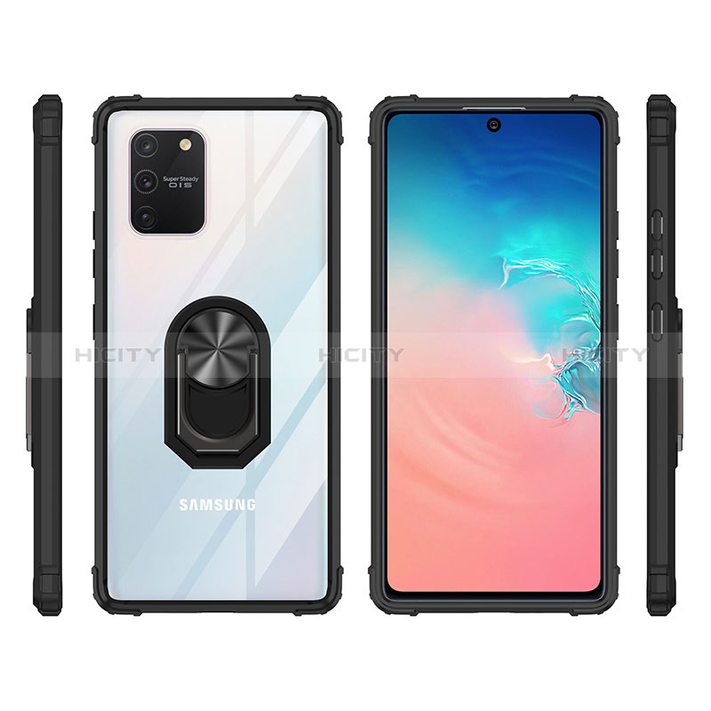 Funda Bumper Silicona y Plastico Mate Carcasa con Magnetico Anillo de dedo Soporte MQ2 para Samsung Galaxy A91