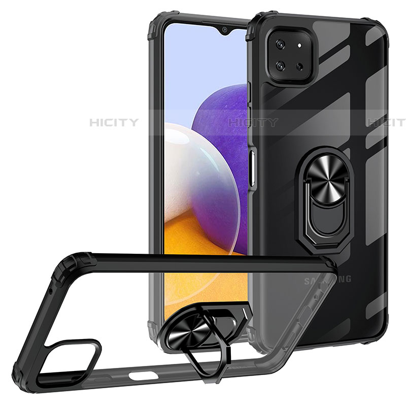 Funda Bumper Silicona y Plastico Mate Carcasa con Magnetico Anillo de dedo Soporte MQ2 para Samsung Galaxy F42 5G