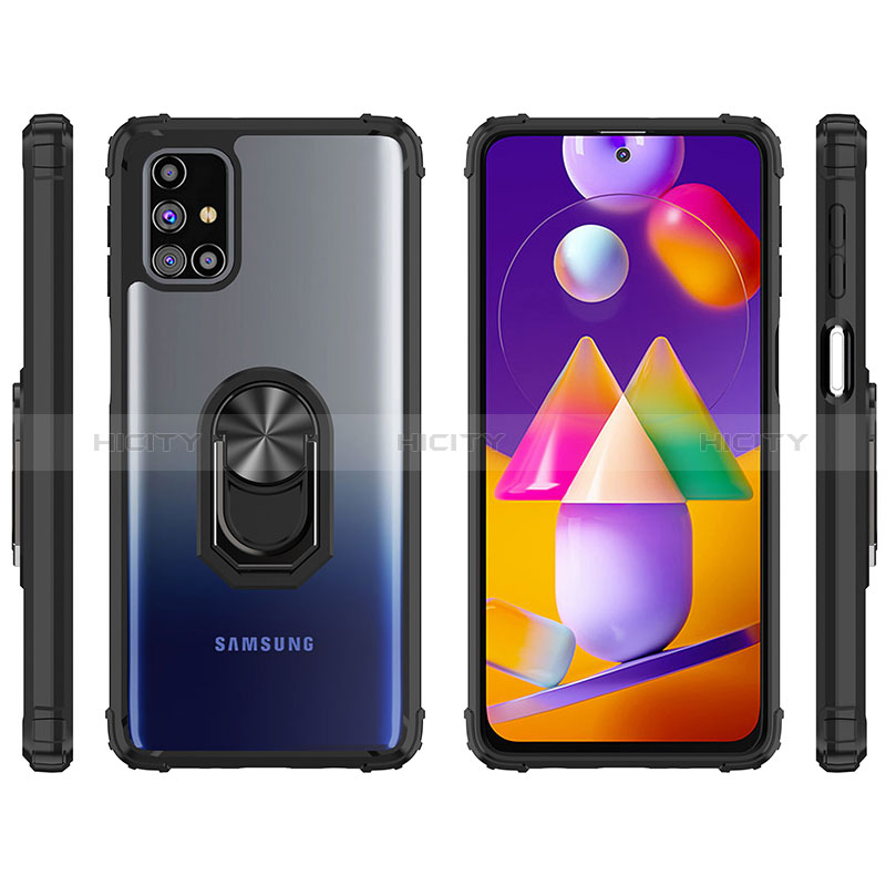 Funda Bumper Silicona y Plastico Mate Carcasa con Magnetico Anillo de dedo Soporte MQ2 para Samsung Galaxy M31s