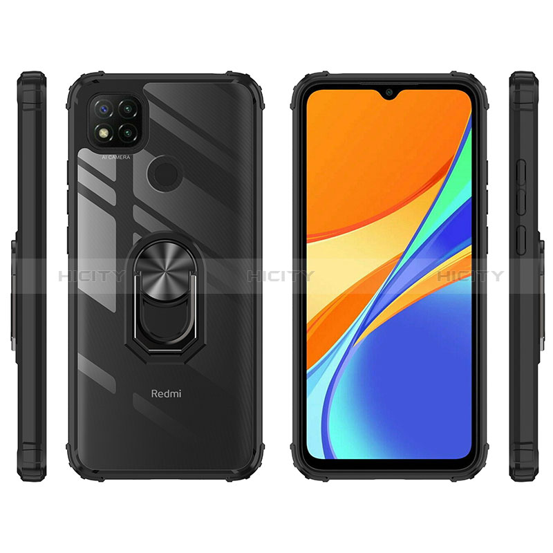 Funda Bumper Silicona y Plastico Mate Carcasa con Magnetico Anillo de dedo Soporte MQ2 para Xiaomi POCO C3