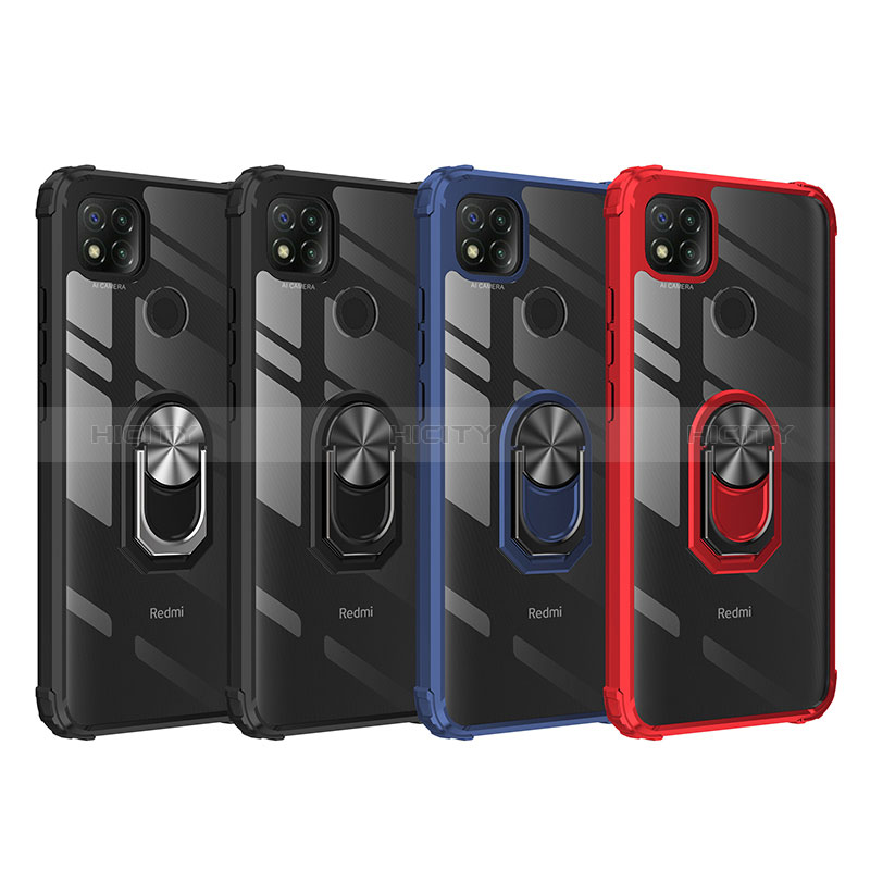 Funda Bumper Silicona y Plastico Mate Carcasa con Magnetico Anillo de dedo Soporte MQ2 para Xiaomi POCO C3