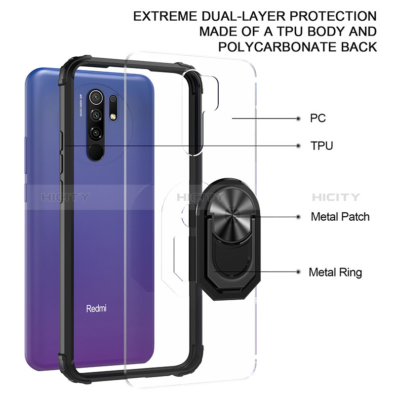 Funda Bumper Silicona y Plastico Mate Carcasa con Magnetico Anillo de dedo Soporte MQ2 para Xiaomi Poco M2