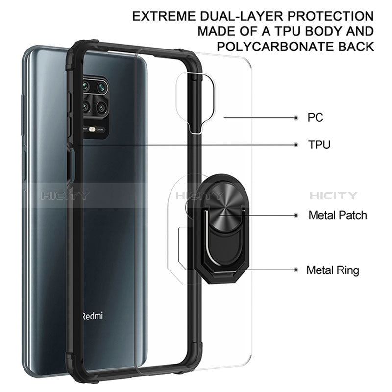 Funda Bumper Silicona y Plastico Mate Carcasa con Magnetico Anillo de dedo Soporte MQ2 para Xiaomi Poco M2 Pro