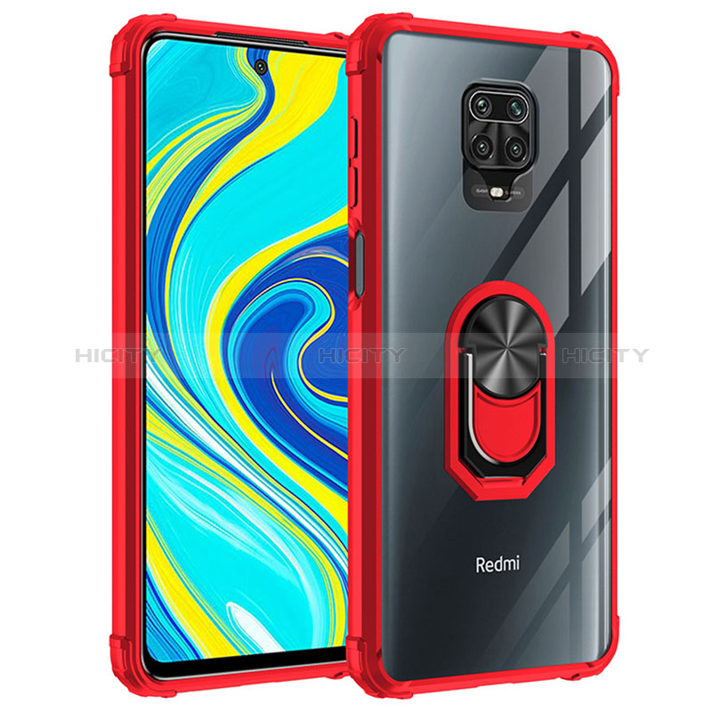 Funda Bumper Silicona y Plastico Mate Carcasa con Magnetico Anillo de dedo Soporte MQ2 para Xiaomi Poco M2 Pro Rojo