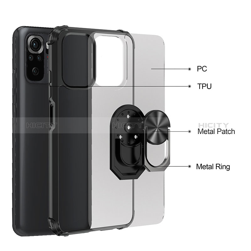 Funda Bumper Silicona y Plastico Mate Carcasa con Magnetico Anillo de dedo Soporte MQ2 para Xiaomi Poco M5S