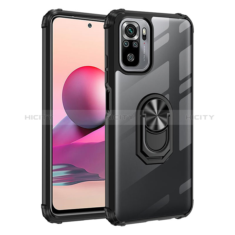 Funda Bumper Silicona y Plastico Mate Carcasa con Magnetico Anillo de dedo Soporte MQ2 para Xiaomi Poco M5S Negro