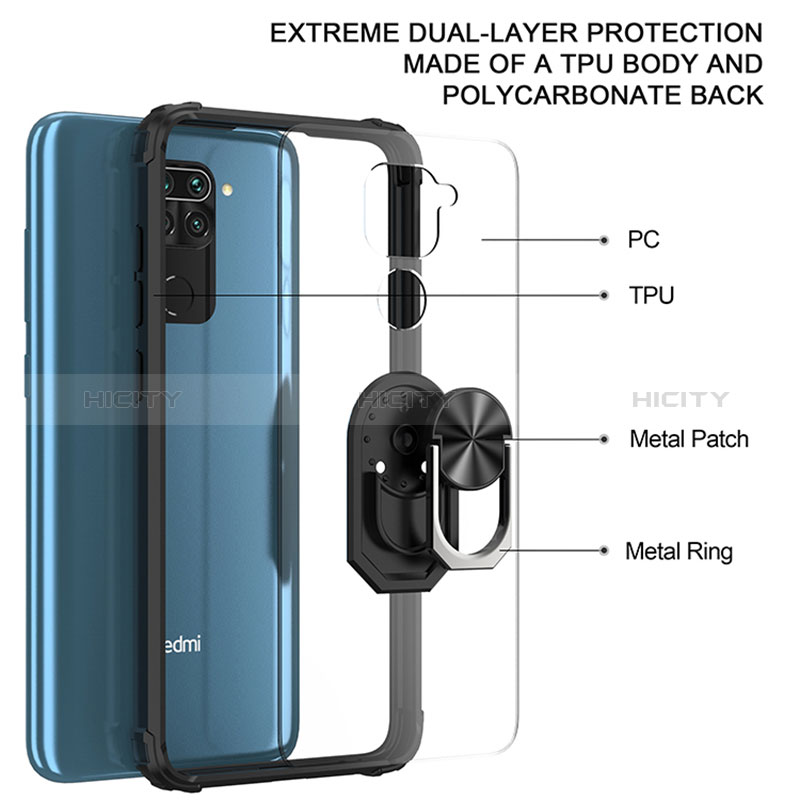 Funda Bumper Silicona y Plastico Mate Carcasa con Magnetico Anillo de dedo Soporte MQ2 para Xiaomi Redmi 10X 4G