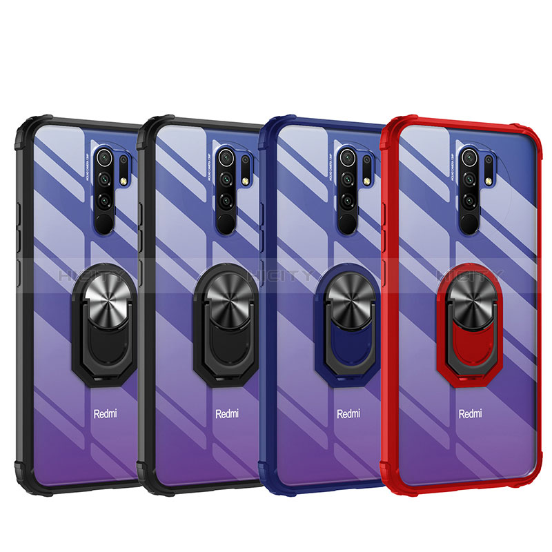 Funda Bumper Silicona y Plastico Mate Carcasa con Magnetico Anillo de dedo Soporte MQ2 para Xiaomi Redmi 9 Prime India