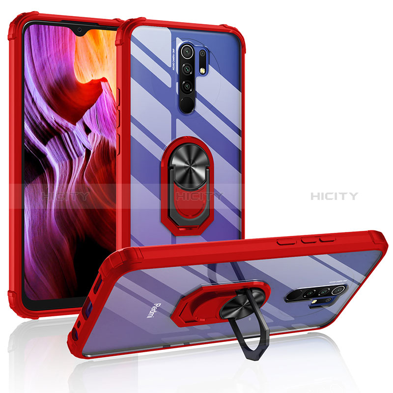 Funda Bumper Silicona y Plastico Mate Carcasa con Magnetico Anillo de dedo Soporte MQ2 para Xiaomi Redmi 9 Prime India