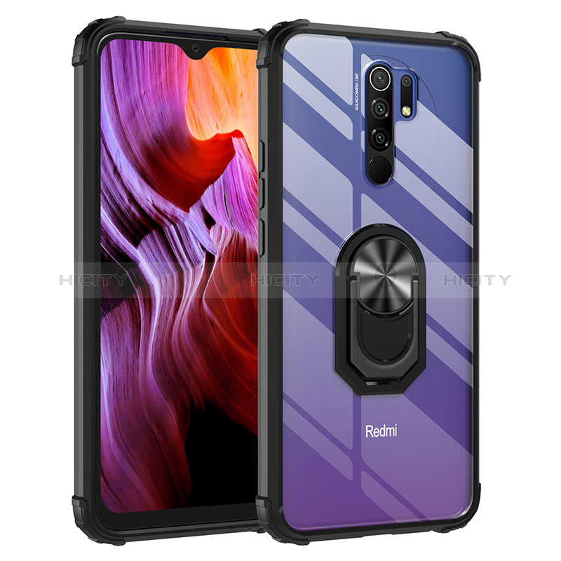 Funda Bumper Silicona y Plastico Mate Carcasa con Magnetico Anillo de dedo Soporte MQ2 para Xiaomi Redmi 9 Prime India