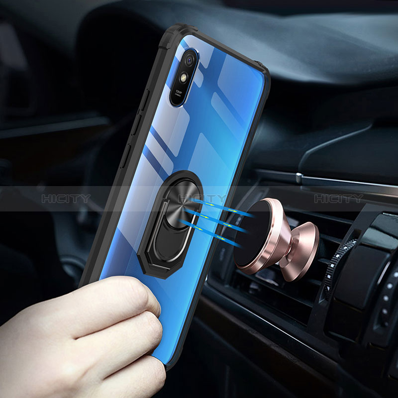 Funda Bumper Silicona y Plastico Mate Carcasa con Magnetico Anillo de dedo Soporte MQ2 para Xiaomi Redmi 9i