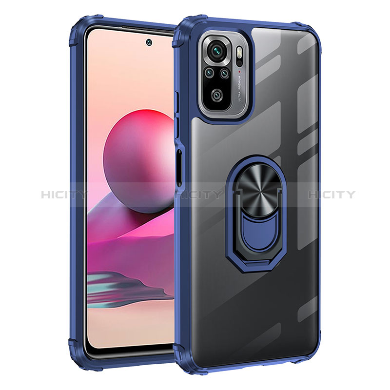 Funda Bumper Silicona y Plastico Mate Carcasa con Magnetico Anillo de dedo Soporte MQ2 para Xiaomi Redmi Note 10 4G