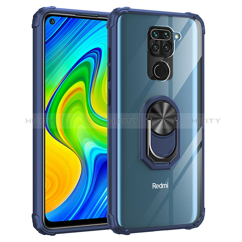 Funda Bumper Silicona y Plastico Mate Carcasa con Magnetico Anillo de dedo Soporte MQ2 para Xiaomi Redmi Note 9